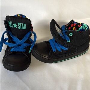 Converse Kids Black Sneakers with Blue Accents